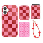 Rose Vibe Checkered iPhone Bundle Set - Wallet