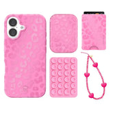 Hot Pink Leopard iPhone Bundle Set - Wallet