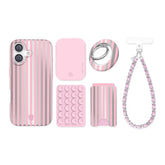 Pink Chrome Stripes iPhone Bundle Set