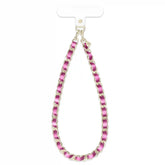 Metallic Pink Leather Chain Phone Charm