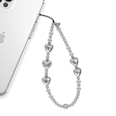 Metallic Silver Heart Phone Charm