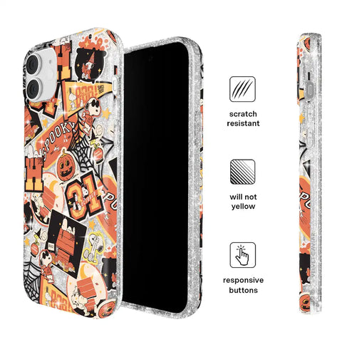 Snoopy Halloween Varsity Glitter iPhone Case