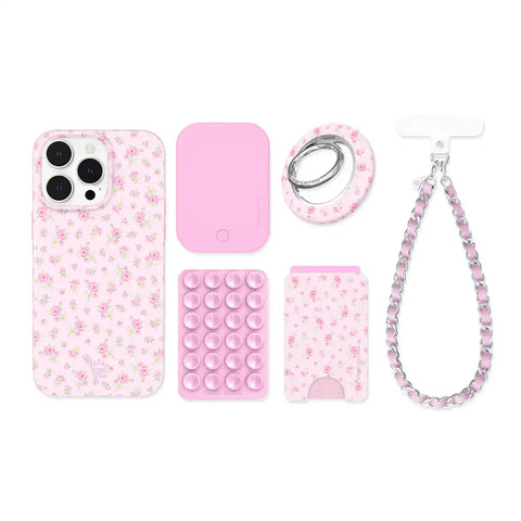 Dainty Pink Floral iPhone Bundle Set