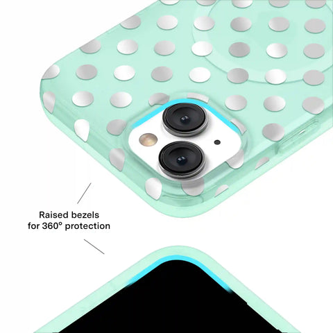 Mint Chrome Polka Dot iPhone Case