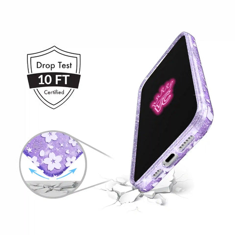 Lavender Cherry Blossom Glitter iPhone Case