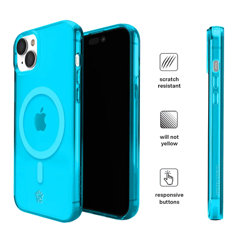 Neon Blue Clear iPhone Case