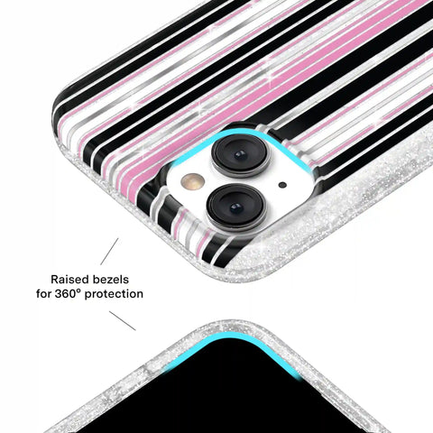 Pretty Punk Stripes Glitter iPhone Case