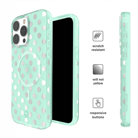Mint Chrome Polka Dot iPhone Case