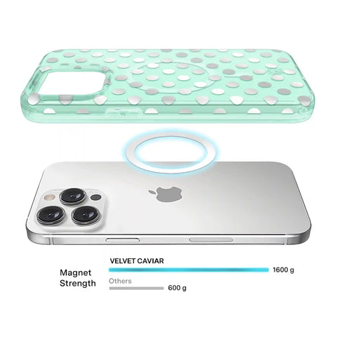 Mint Chrome Polka Dot iPhone Case