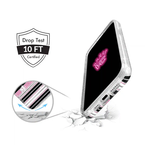 Pretty Punk Stripes Glitter iPhone Case