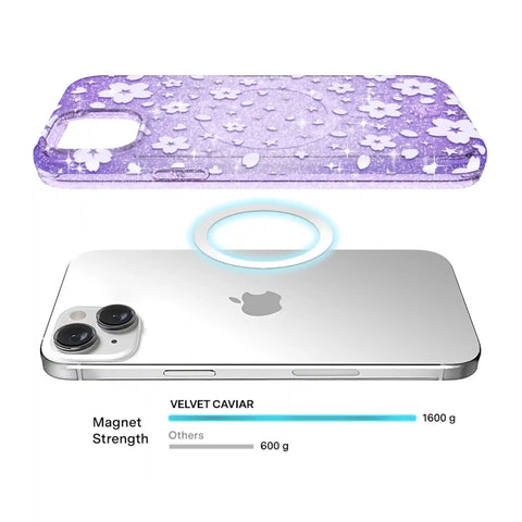 Lavender Cherry Blossom Glitter iPhone Case