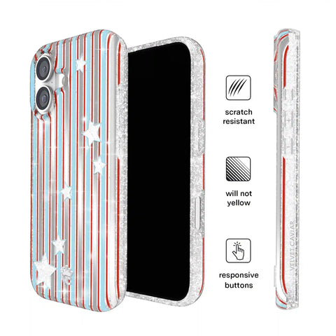 Stars & Stripes Glitter iPhone Case