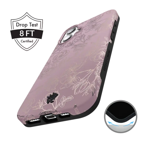Dusty Rose Chrome Floral iPhone Case