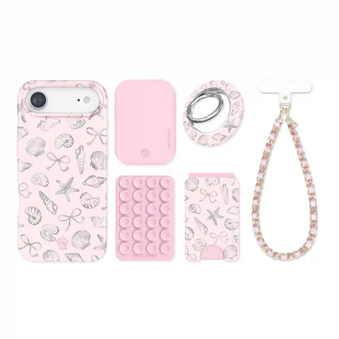 Pink Coastal Seashells iPhone Bundle Set