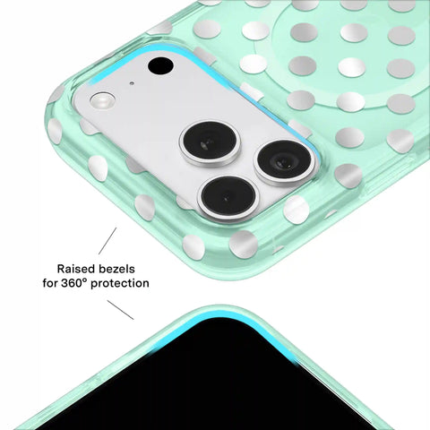Mint Chrome Polka Dot iPhone Case