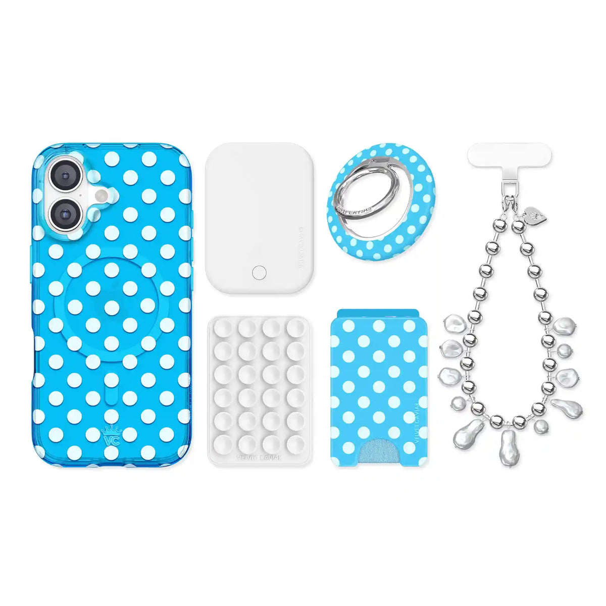Aquamarine Polka Dot iPhone Bundle Set