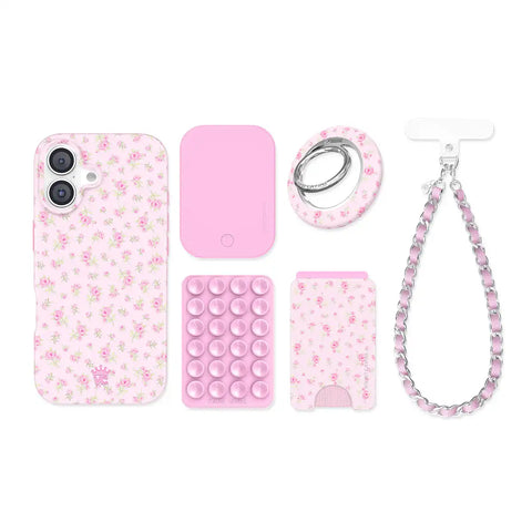 Dainty Pink Floral iPhone Bundle Set