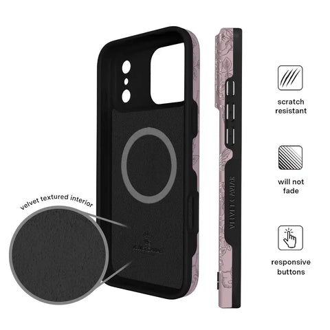 Dusty Rose Chrome Floral iPhone Case
