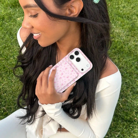 Dainty Pink Floral MagSafe Wallet