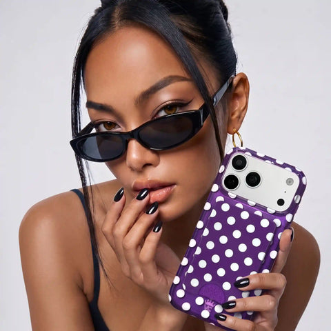 Violet Glow Polka Dot MagSafe Wallet