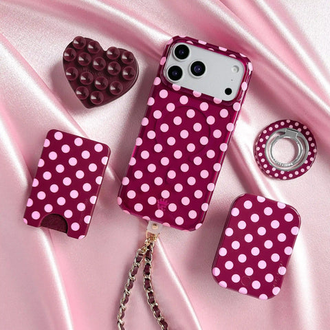 Raspberry Polka Dot MagSafe Wallet