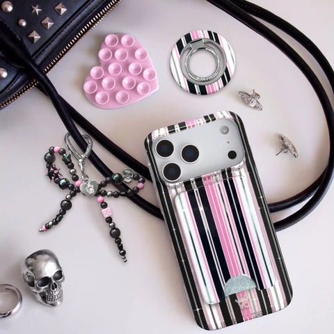 Pretty Punk Stripes Glitter MagSafe Wallet