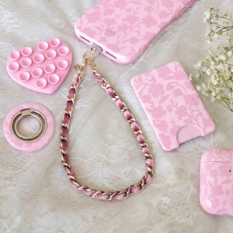 Mauve Pink Velvet Chain Phone Charm