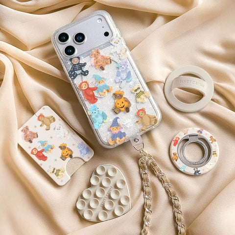 Teddy Scare Glitter MagSafe Wallet