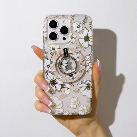 White Floral MagSafe Grip Ring