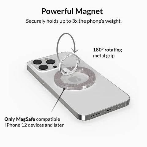Grey Stardust Glitter MagSafe Grip Ring