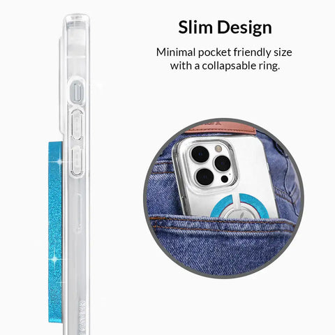 Blue Stardust Glitter MagSafe Grip Ring