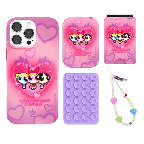 The Powerpuff Girls Airbrush Hearts iPhone Bundle Set - Wallet