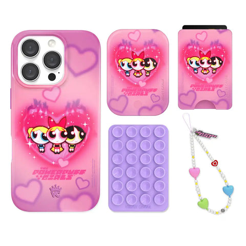 The Powerpuff Girls Airbrush Hearts iPhone Bundle Set - Wallet