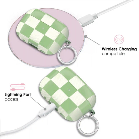Pistachio Vibe Checkered AirPod Case