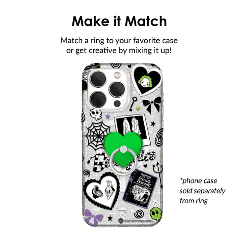 Neon Green Heart Phone Ring