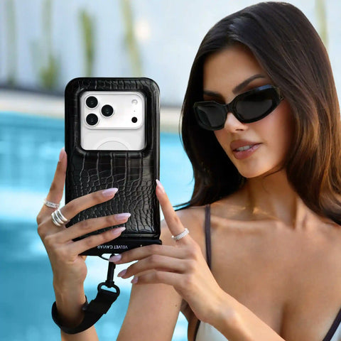 Black Croc Waterproof Floating Phone Pouch