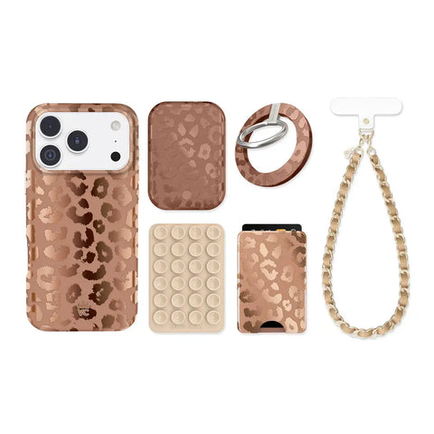 Bronze Chrome Leopard iPhone Bundle Set