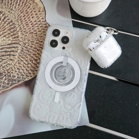 Clear Frosted Smiley MagSafe Grip Ring