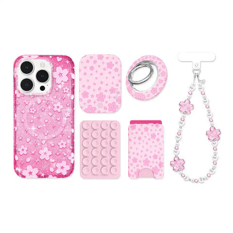 Cherry Blossom Glitter iPhone Bundle Set