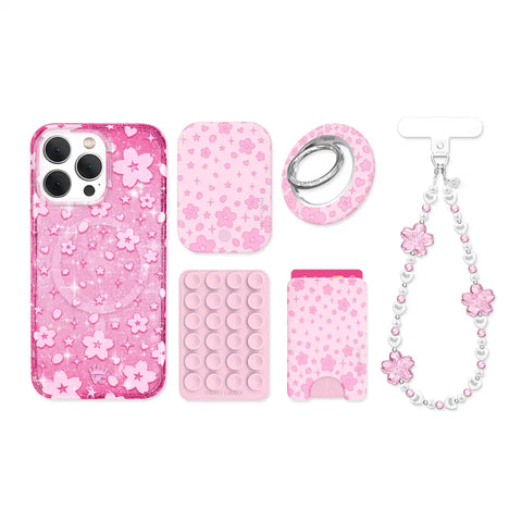 Cherry Blossom Glitter iPhone Bundle Set