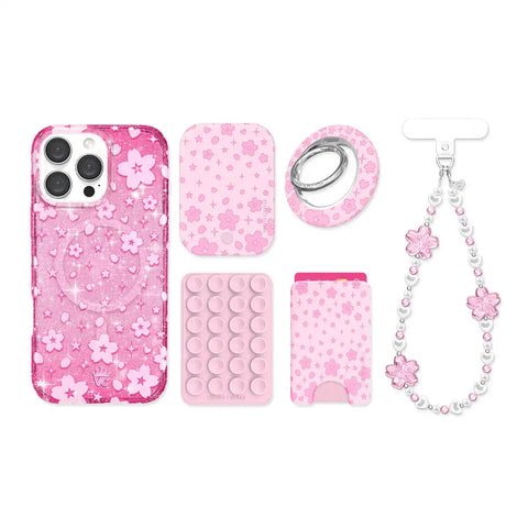 Cherry Blossom Glitter iPhone Bundle Set