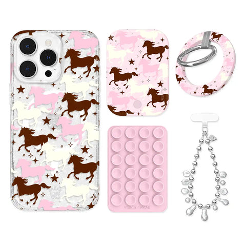 Pink Pony Glitter iPhone Bundle Set - Grip