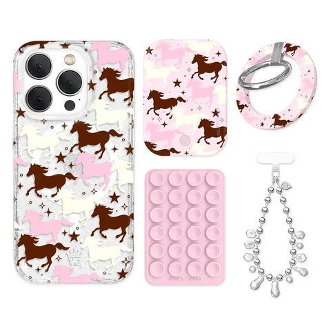 Pink Pony Glitter iPhone Bundle Set - Grip