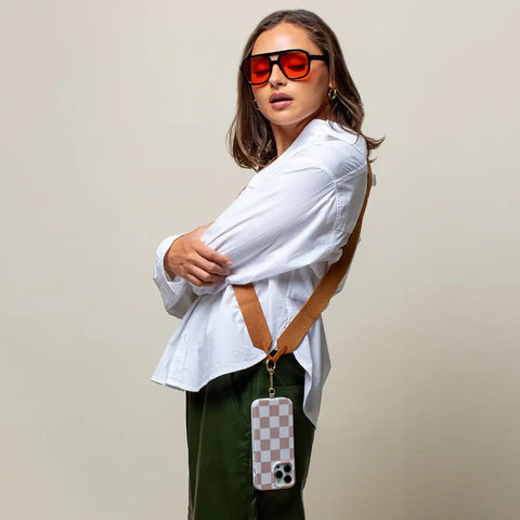 Tan Utility Phone Crossbody Strap