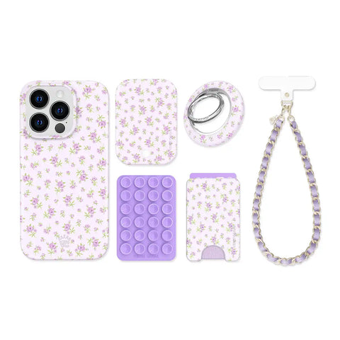 Dainty Lilac Floral iPhone Bundle Set