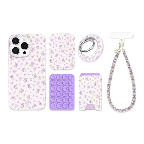 Dainty Lilac Floral iPhone Bundle Set