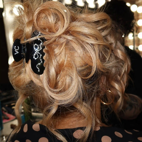 Black Crystal Bow Hair Clip