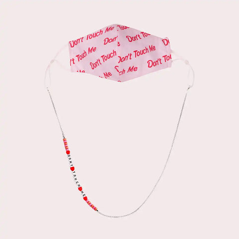 Mask Chain Necklace - 3mm Dont Touch Me Beads in Silver