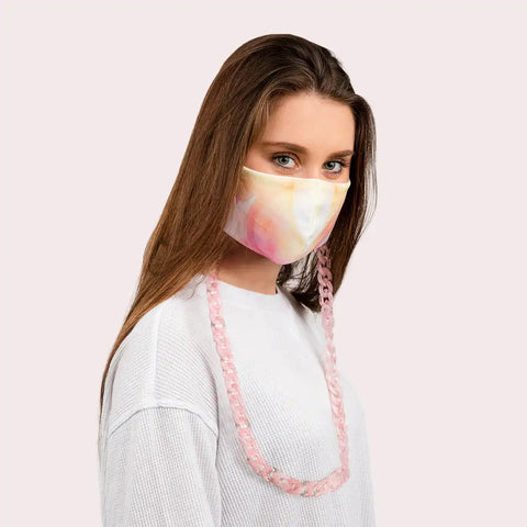 Mask Chain Necklace - 19mm Curb in Pink Quartz