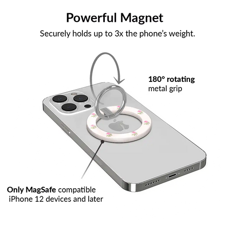 Pink Peony Floral MagSafe Grip Ring